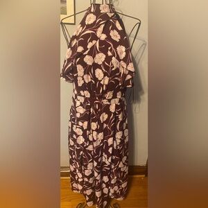 LC Lauren Conrad Pink and Cream Ruffled Halter Sundress